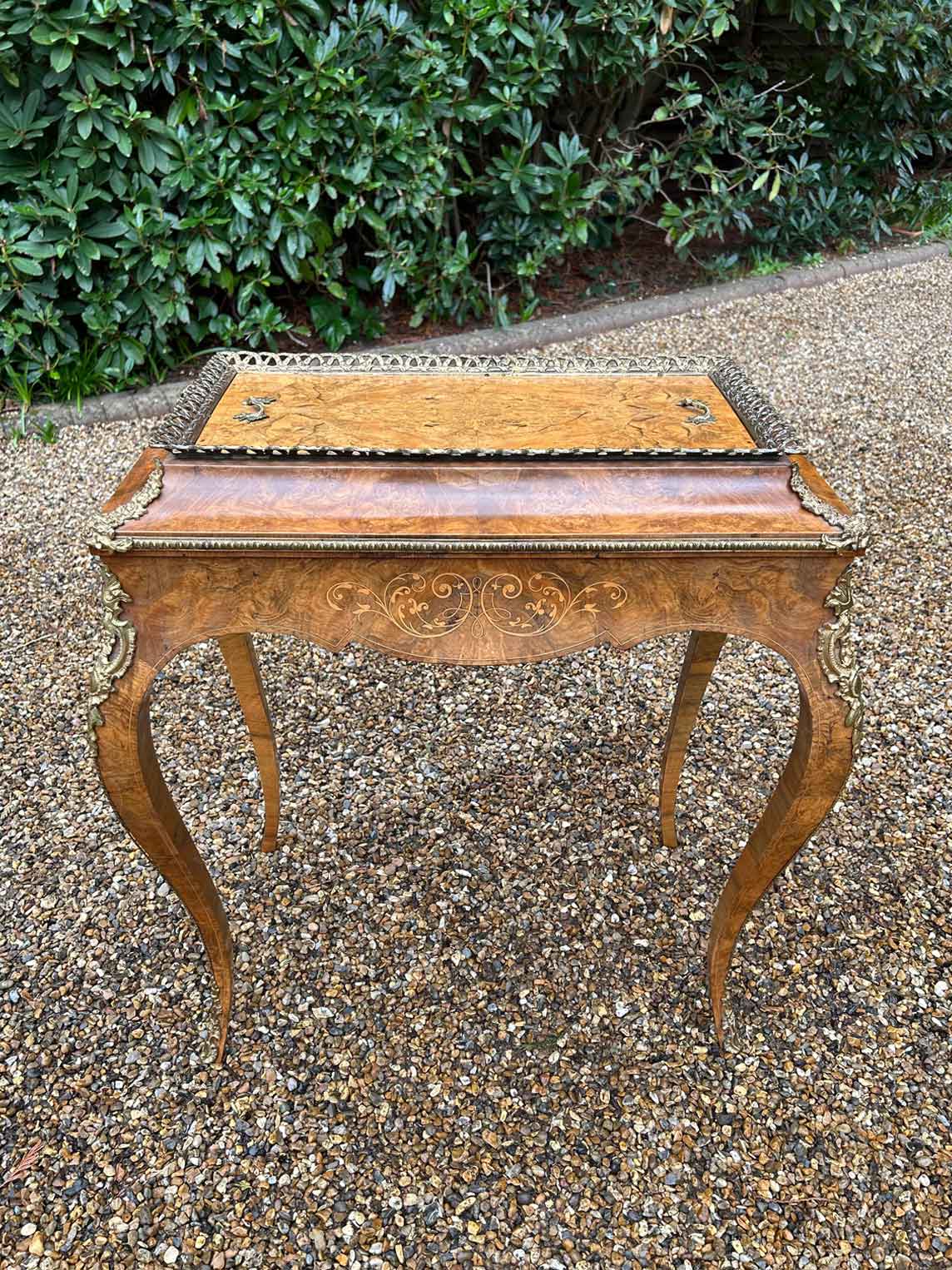19th Century French Burr Walnut And Marquetry Jardiniere